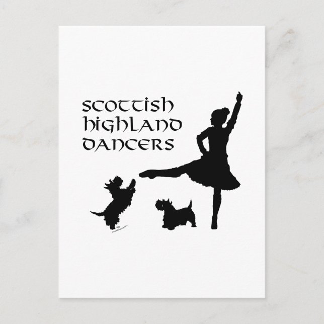 Cartão Postal Highland Dancer Scottie Dogs (Frente)