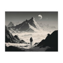 Hiker Solitário Negro e Branco nas Montanhas do De