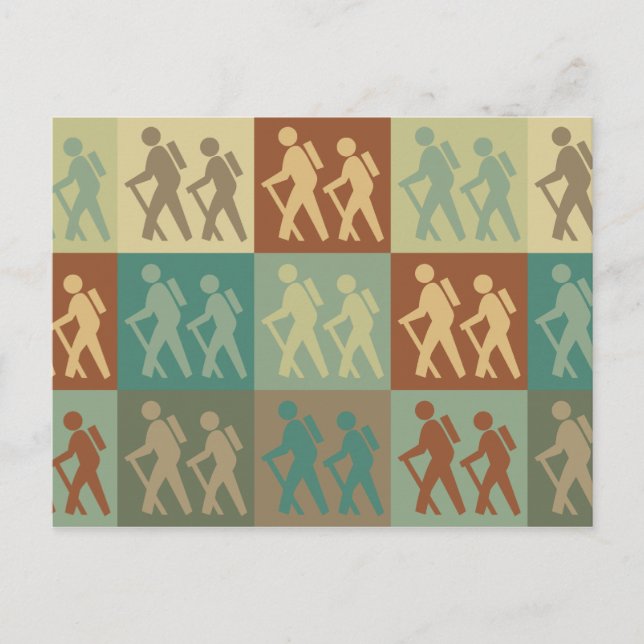 Cartão Postal Hiking Pop Art (Frente)