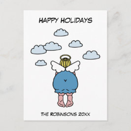 Cartão Postal Hilarious Chubby Angel Humor Happy Holidays X-Mas