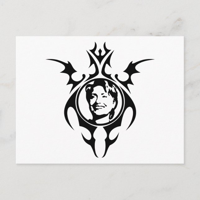 Cartão Postal Hillary Clinton design tribal (Frente)