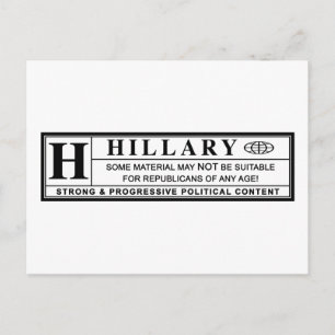 Cartão Postal Hillary Clinton - etiqueta de aviso
