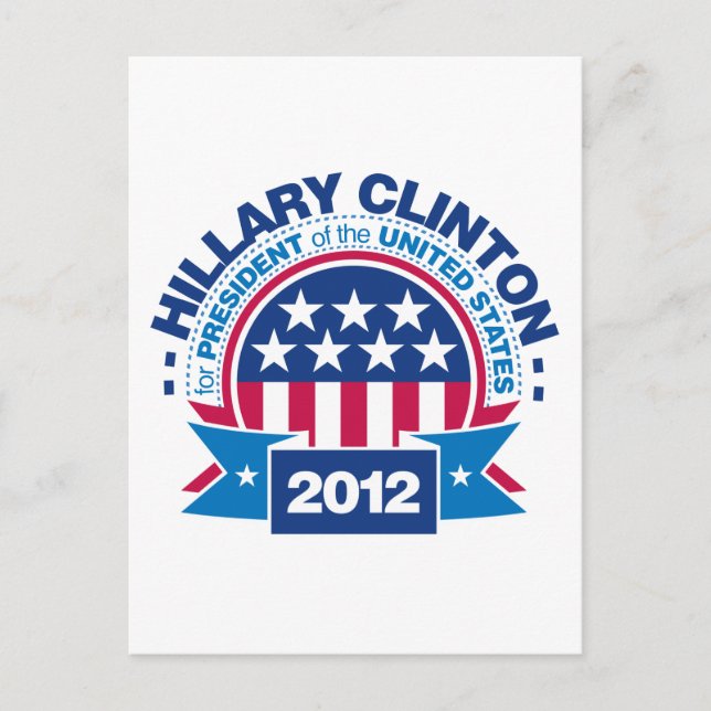 Cartão Postal Hillary Clinton para o Presidente 2012 (Frente)