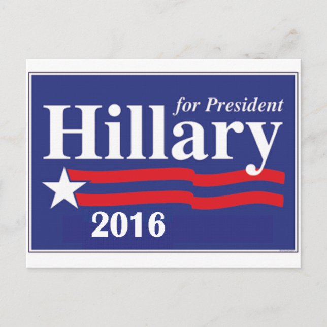 Cartão Postal Hillary Clinton para o Presidente 2016 (Frente)