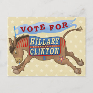 Cartão Postal Hillary Clinton Presidente 2016 Democrata Donkey