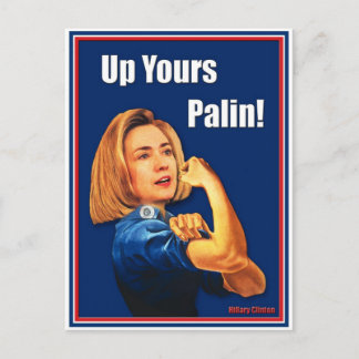 Cartão Postal Hillary Clinton, Rosie the Riveter, em cima do seu