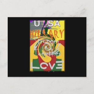 Cartão Postal Hillary EUA Presidente Fortaleza Juntos ouro verme