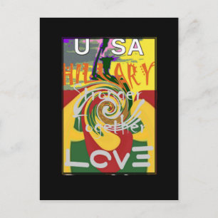 Cartão Postal Hillary EUA Presidente Fortaleza Juntos ouro verme