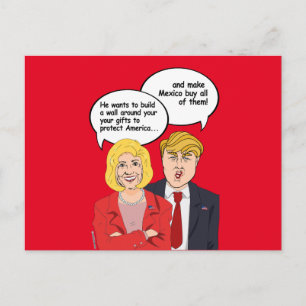 Cartão Postal Hillary vs Trump Birthday Card - Um muro ao seu re