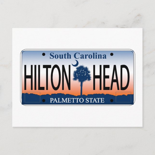 Cartão Postal HILTON HEAD License Plate (Frente)