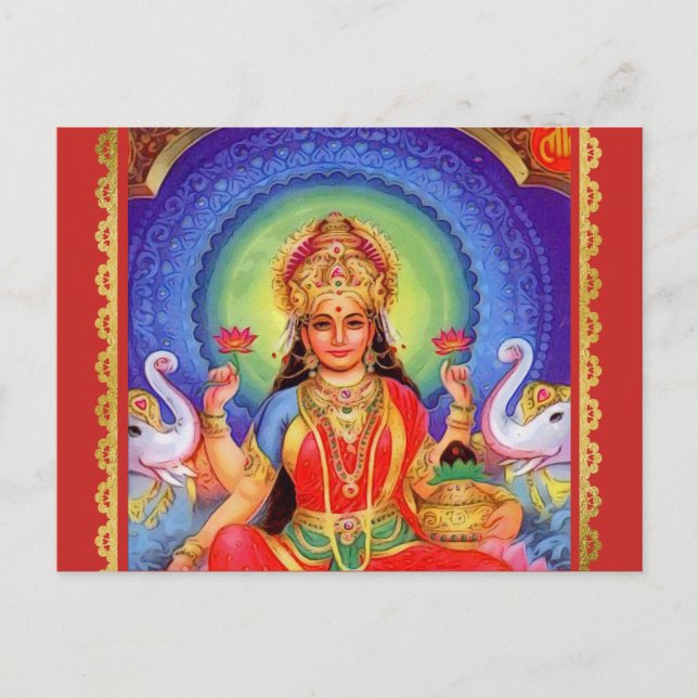 Cartão Postal Hindu Goddess Lakshmi Maa (Frente)