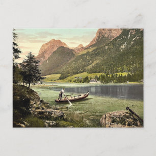 Cartão Postal Hintersee, visão geral, Upper Bavaria, Alemanha v