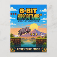 Hipopótamo, Arte Pixel 8-Bit Retro