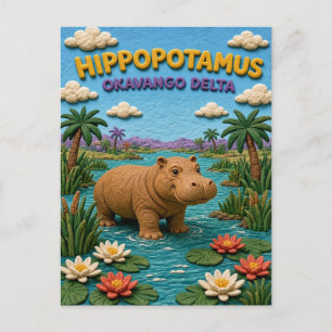 Cartão Postal Hipopótamo Delta do Okavango Moderno KlayKoo