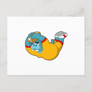 Cartão Postal Hipopótamo nos Esportes de Futebol