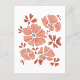 Cartão Postal Hippie Blooms: Abstrato Red Flower Power Trabalho 