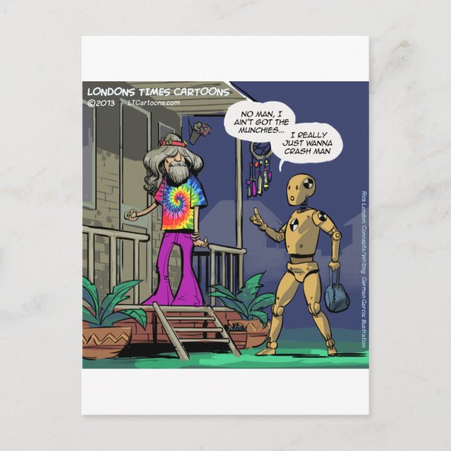 Cartão Postal Hippie Engraçado de Teste de Colisão (Frente)