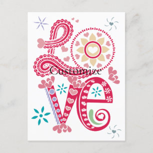 Cartão Postal Hippie Groovy - Sinal de Amor Thunder_Cove