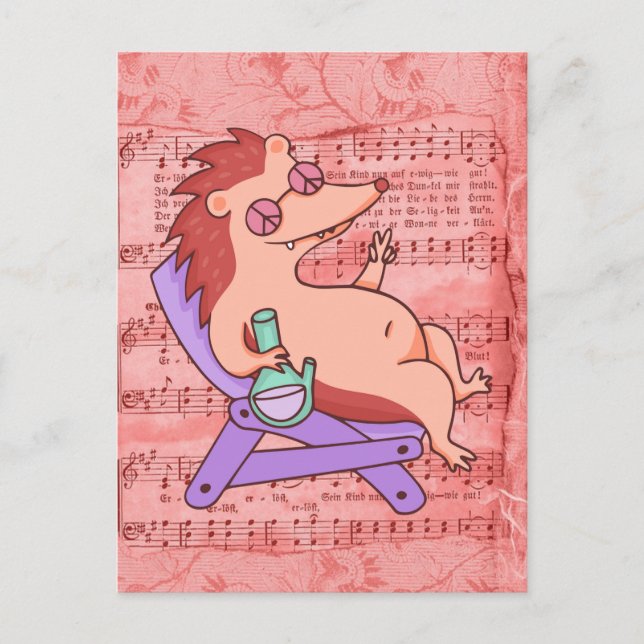Cartão Postal Hippie Hedgehog (Frente)
