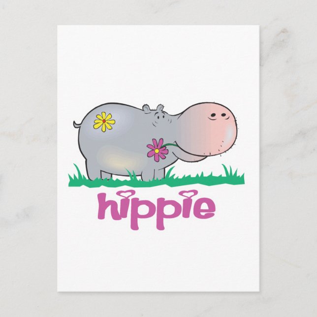 Cartão Postal hippie hipopótamo (Frente)