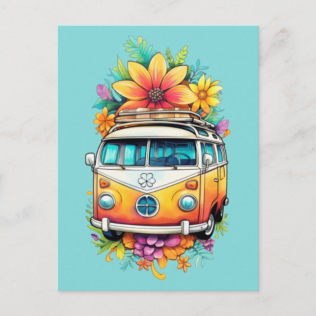 Cartão Postal Hippie Van (Frente)