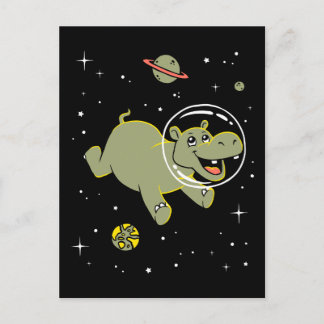 Cartão Postal Hippo Animais No Espaço