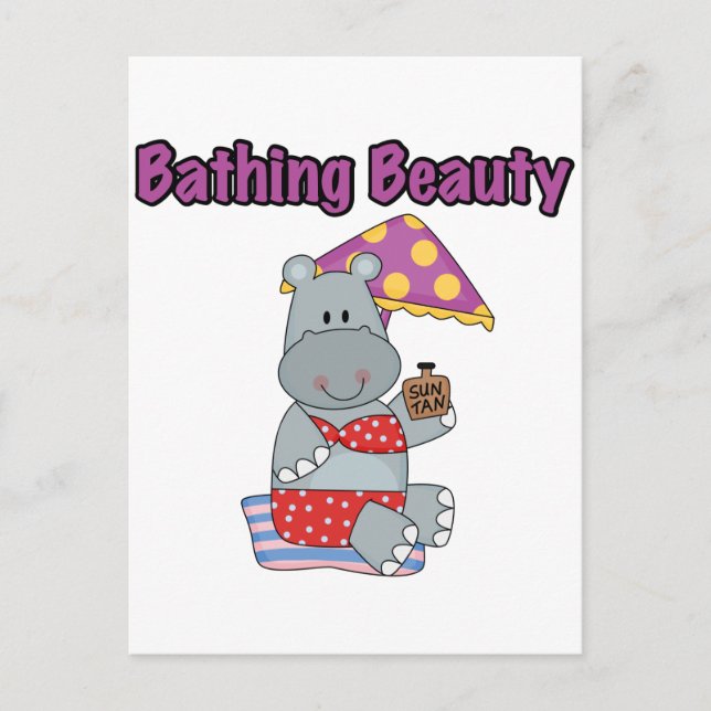 Cartão Postal Hippo Bathing Beauty T-shirts e presentes (Frente)
