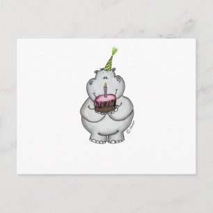 Cartão Postal Hippo Birthday - Parabéns