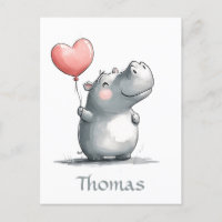 Hippo Bonito com Ilustração de Balão de Coração
