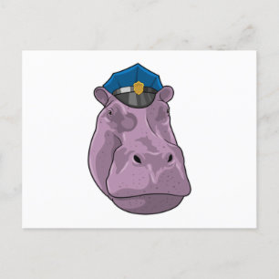 Cartão Postal Hippo como agente da Polícia