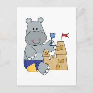 Cartão Postal Hippo Sand Castle T-shirts e presentes