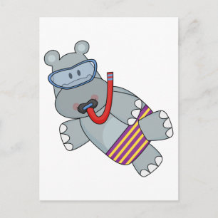 Cartão Postal Hippo Snorkeler T-shirts e presentes