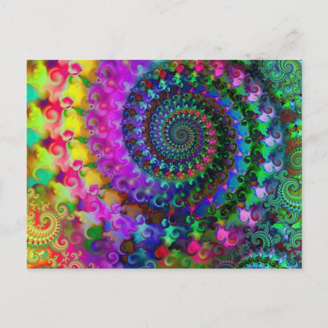 Cartão Postal Hippy Rainbow Fractal Patterno (Frente)