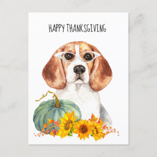 Cartão Postal Hipster Beagle - Ação de Graças Personalizável