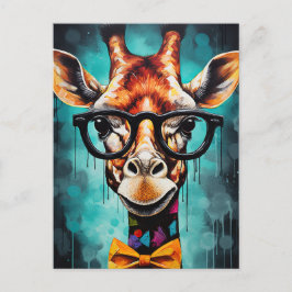 Cartão Postal Hipster Engraçado Girafa Zoo Animais Selvagem Urba