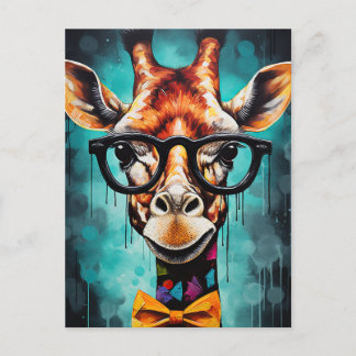 Cartão Postal Hipster Engraçado Girafa Zoo Animais Selvagem Urba