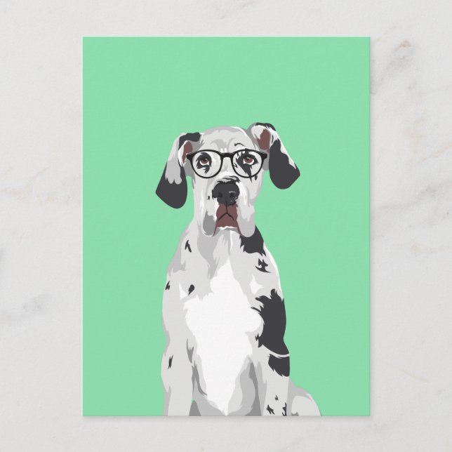 Cartão Postal Hipster Grande Dane para Cachorros Amantes (Frente)