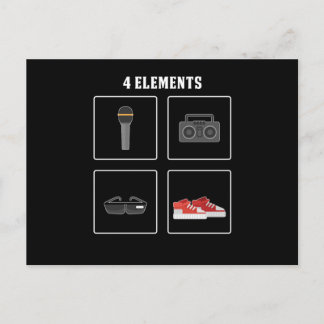 Cartão Postal hipster Hip Hop de 4 Elementos