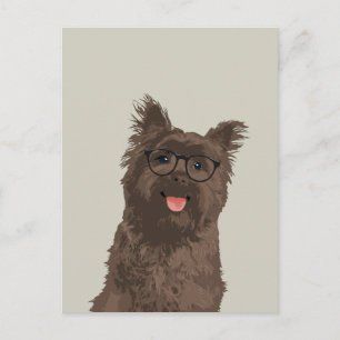 Cartão Postal Hipster Óculos Pretos Cairn Terrier para Pentes d