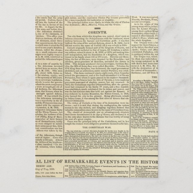 Cartão Postal História da cronologia da Grécia (Frente)