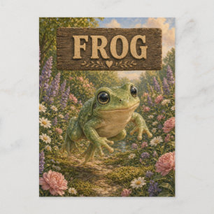 Cartão Postal História de Bebê Sapo Fofo Jardim Animal