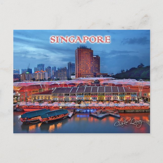 Cartão Postal História do Clarke Quay em Singapura (Frente)