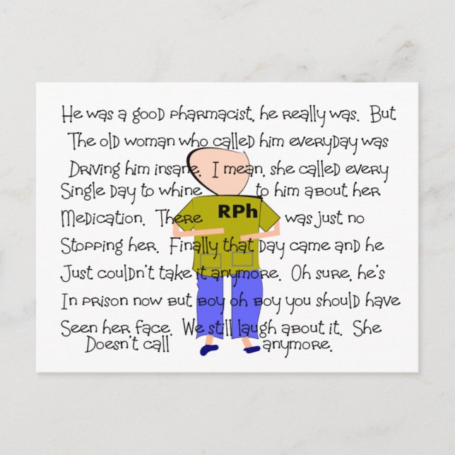 Cartão Postal História FARMACÊUTICA "Ele perdeu!" (Frente)