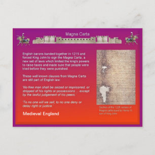 Cartão Postal História, Inglaterra medieval, Magna Carta