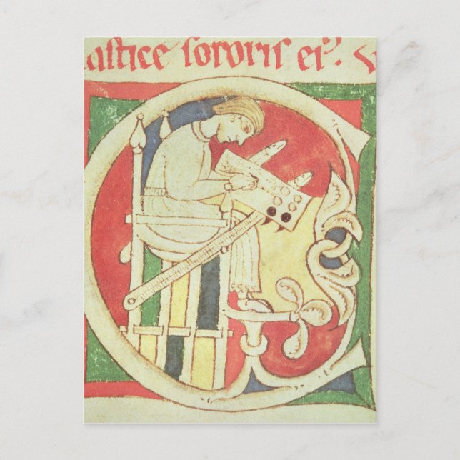 Cartão Postal Historiado "C" inicial que retrata um monge (Frente)