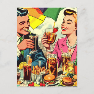 Cartão Postal Histórias em quadrinhos de Bebidas do Casal Retroa