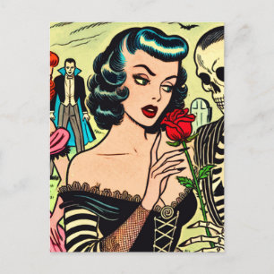 Cartão Postal Histórias em quadrinhos de horror da bruxa-retrô