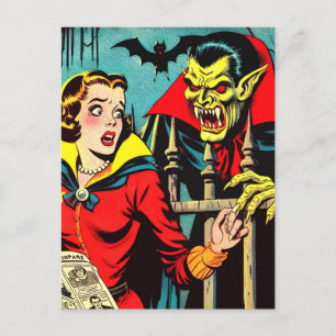 Cartão Postal Histórias em quadrinhos de Vampiros de Horror Retr