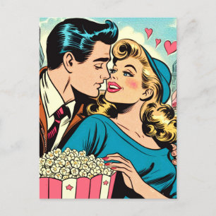 Cartão Postal Histórias em quadrinhos do Casal de Amor do Dia de