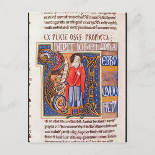 Cartão Postal Historiated initial 'U' depicting Joel